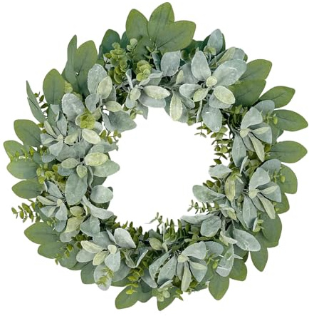Goviraye 24 Inch Artificial Eucalyptus Wreath for Front Door, 60cm Faux Green Leaf Wreath, Realistic Farmhouse Greenery, Indoor Outdoor All Season Wall Door Decoration