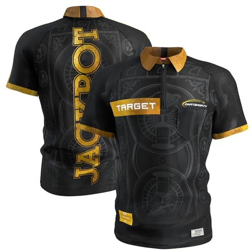 Target Darts Adrian Lewis Dart-Shirt 2025 | Dart-Shirt für Herren, Erwachsene kühl kragenlos Dart-Oberteil, Dartscheiben Herren-Oberteil, The Jackpot“ Player-Edition-T-Shirt – S/M/L/XL/2XL/3XL/4XL