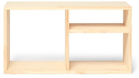 Raw Wood - Mueble TV Estantería de Madera (75x40x30cm) - Teshio Natural - Hecho a Mano en España