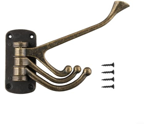 Eawfgtuw for Swivel Coat Hook with 3 Folding Arms, Bronze Wall Mounted Clothes Hanger, Heavy Duty Space Saving Multi Arm Hook