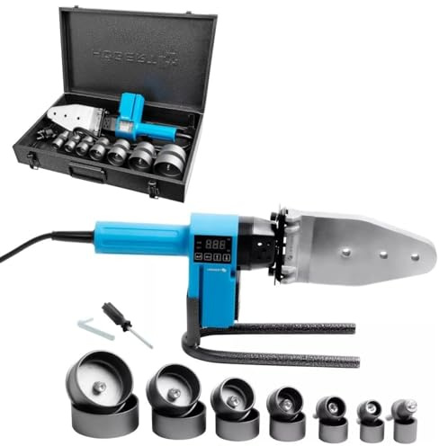 Soldadora profesional para soldadura a tope de PPR, PE, PVC, PP, PB, PPN 16-63 mm, soldador de tubos de plástico en maletín, pantalla digital hasta 300 °C (máquina de soldadura de manguitos, PPR)