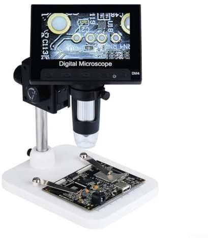 Digitales Mikroskop, 4,3 Zoll LCD-Bildschirm 50-1000-fache Vergrößerung mit 8 LED-Lichtern, USB-Industrie-Mikroskop für PCB-Reparatur