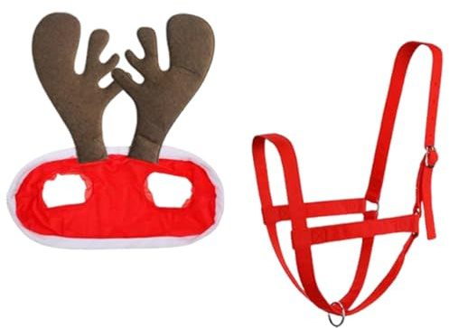 Colcolo Weihnachtsmannmütze für Pferde, Reitsport-Weihnachtsaccessoires und Zügel, Weihnachtspferdemützen-Accessoires