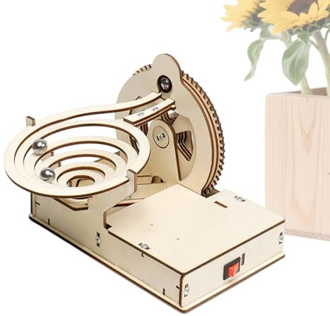Wood Model Kits - 15X9.5X12cm Mechanical Science Wooden Toys, Track Gears Puzzle Set | Boys Girls Educational Activity Center School Travel Holiday Birthday Indoor Outdoor Play