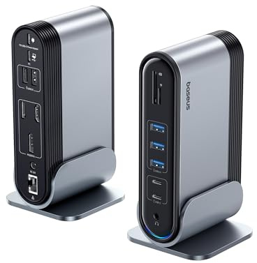 Baseus USB C Docking Station 17-in-1 4K HDMI*2 DP*1 zur Übertragung auf 3 Monitore mit 100W PD, USB 3.0 * 3, LAN, SD/TF-Kartenleser, Audioanschluss Hub für Windows, Mac-Laptop