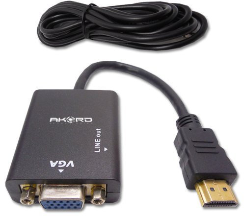 AKORD PC HDMI to VGA SVGA RGB Video with Audio Cable Lead Converter Adapter