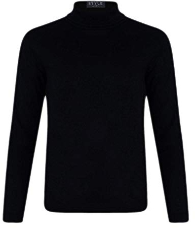 Kids Turtleneck Long Sleeve Plain Basic Top Girls Boys Jersey Polo Tops Colour: Black Size: 5-6 Years