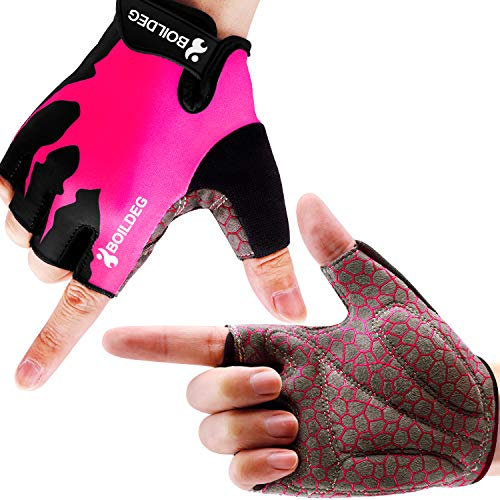 boildeg Fahrradhandschuhe Radsporthandschuhe rutschfeste und stoßdämpfende Mountainbike Handschuhe mit Signalfarbe geeiget Unisex Herren Damen