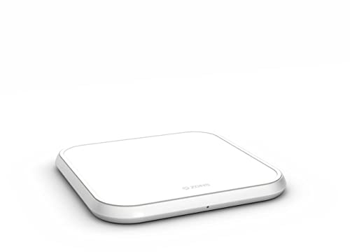 ZENS Qi-zertifiziertes kabelloses Aluminium Lade-Pad weiß, Unterstützt Fast Wireless Charging mit bis zu 10 Watt - Funktioniert mit Allen Geräten mit kabellosem Laden
