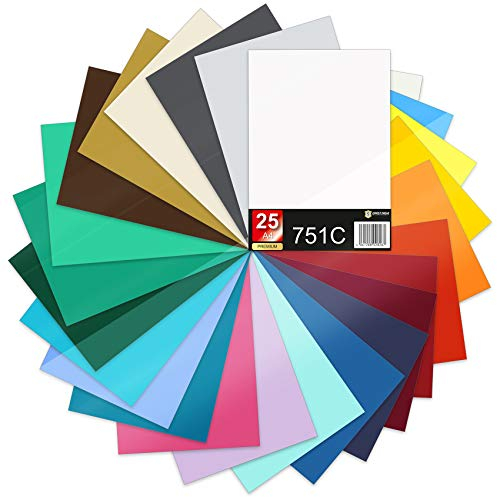 Finest Folia 25x Din A4 Bögen 29,7x21cm 751C Selbstklebende Plotterfolie Bastelfolie (.Bunt, 25er Set)