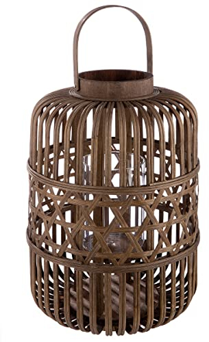 Dekoleuchte Windlicht Bambus Windlicht Bohemian Natur Laterne H42cm- Deko für Haus und Terasse