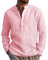 LVCBL Henley - Chemise d'été à Manches Longues pour Homme - Coupe Droite, Rose, L
