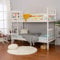 Panana Bunk Bed Frame Double Single Bed, Wooden Twin Sleeper Bed with Ladder for Children, Kids, White, for Kids
