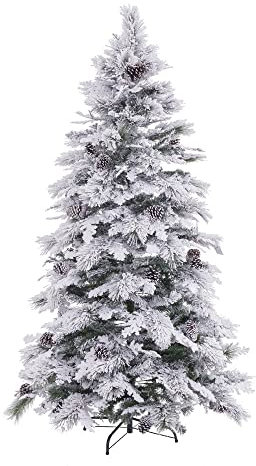 LOLAhome Árbol de Navidad Artificial Nevado 150cm 180cm 210cm - Árbol Realista con Nieve, Piñas y Ramas Desmontables, Incluye Soporte Desmontable (180cm)