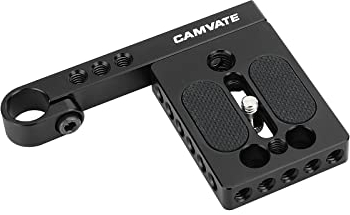 CAMVATE Placa Base Universal para cámara con Tornillo de Rosca de 1/4-20 y Soporte de Barra de Aluminio de 15 mm - 3094