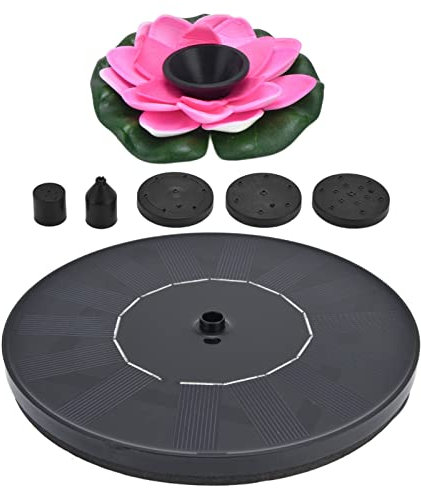 TKSE Bomba de Fuente Solar, Bomba de Agua de Fuente Solar de diseño único de Hoja de Loto con 6 boquillas, Mini Fuente de Agua Flotante con energía Solar para bebederos de pájaros,jardín,Estanque(#2)