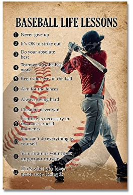 ZONJEE Baseball Life Lessons Wall Prints Posters Abstract Sports Canvas Painting Modern Art Prints Pictures for Boy Room Home Decor (Color : CJ730, Size : 20x30CM Unframed)