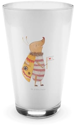 Mr. & Mrs. Panda Glas Nachtfalter Fähnchen - Geschenk, Tiere, Käfer, Latte Macchiato, süß, Gute Laune, Cappuccino Glas, niedlich, Cappuccino Tasse,