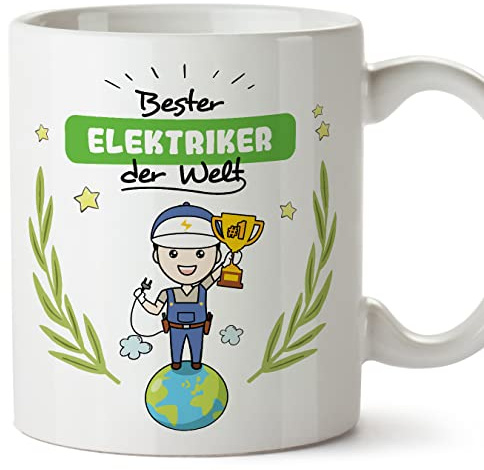 Mugffins Tassen/Becher mit Spruch für ELEKTRIKER - Auf Deutsch - Bester der Welt - 11 oz / 330 ml - originelles und lustiges Geschenk Mitarbeiter