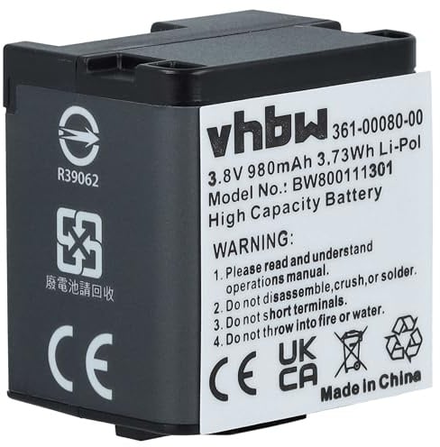 vhbw Akku Ersatz für Garmin 010-01363-10, 010-12256-01, 361-00080-00, GMICP902624 für Videokamera Camcorder (980mAh, 3,8V, Li-Polymer)