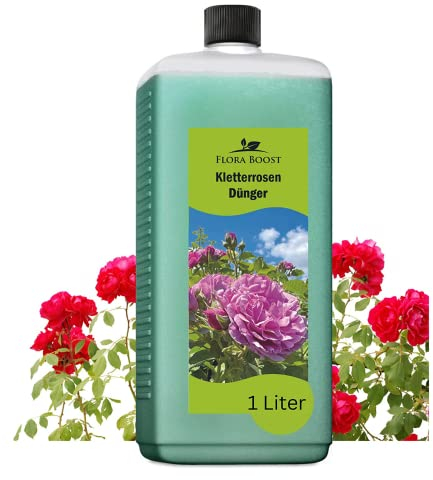 Konfitee Kletterrosen Dünger Flora Boost 1000ml I Für bis zu 200L Gießwasser I Langzeit Blumendünger für Rosen I Flüssiger Blatt- & Wurzeldünger I 100% natürlicher Pflanzendünger