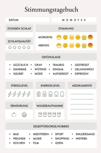 Stimmungstagebuch: Ihr Tagebuch für die mentale Gesundheit mit Vorschlägen zur Bewältigung von Ängsten, Stress und Depressionen | Selbsthilfebuch zum ... | für Erwachsene und Jugendliche