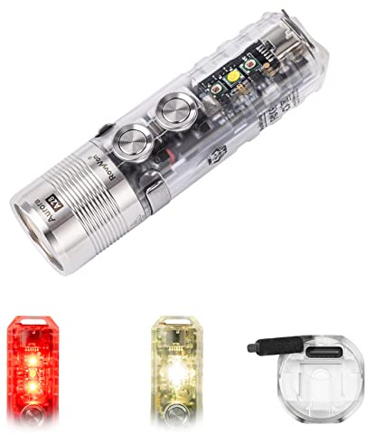 RovyVon A28 G2 USB C Rechargeable EDC Torch, 1000lumens 850mAh Battery Super Bright Pocket Keychain Flashlights EDC Gear for Daily Carry, Magnetic Pocket Clip(Red/White Sidelights)