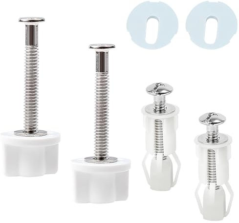 2 Pairs Universal Toilet Lid Seat Hinges Bolts,Toilet Seats Screws and Bolts Toilet Fittings Expanding Rubber Top Nuts Screw Fixings WC Hinge Blind Hole Fittings for Toilet Covers Replacement