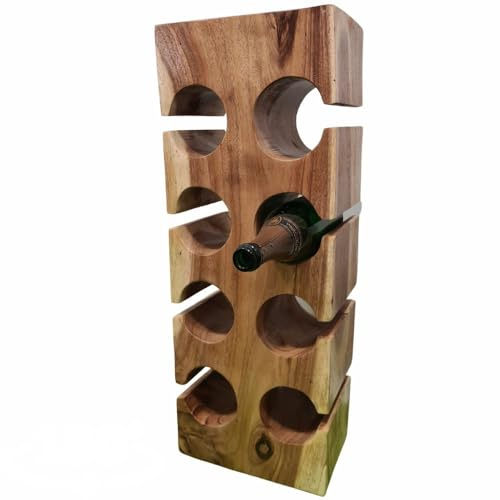 LEBENSwohnART Weinregal/Flaschenhalter BUTELKA ca. H70cm massives Suar-Holz Wein-Flaschen Bottle-Rack