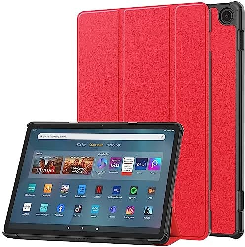 QISUO Cover for Amazon Fire Max 11 Tablet Case Bracket Leather Cover (Color : Red)