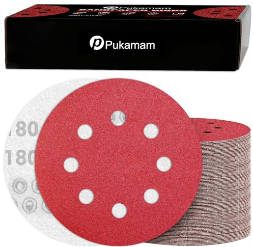 120 Pezzi Dischi Abrasivi 125mm P180 8 Fori Disco Carta Vetrata per Levigatrice Orbitale