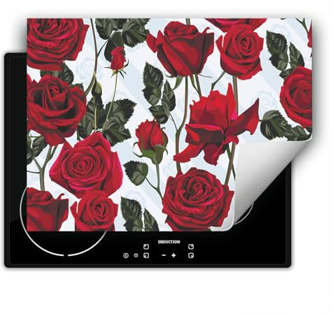 DarHaus Copri piano cottura induzione 80x52 cm copertura per piano cottura vinile - rosso - rose
