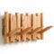 GOGREEBELL Wandgarderobe aus Hartholz, Wandmontage, Wandhalterung, herunterklappbare Wandhaken, 4 Haken, Wandaufbewahrung mit Haken, aus Eiche, Haken zu Haken, 9 cm Abstand