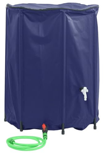 vidaXL Foldable Water Tank 750L with Tap - Blue PVC Collapsible Rainwater Storage Container, Portable & Weather-, for Garden & Outdoor Use
