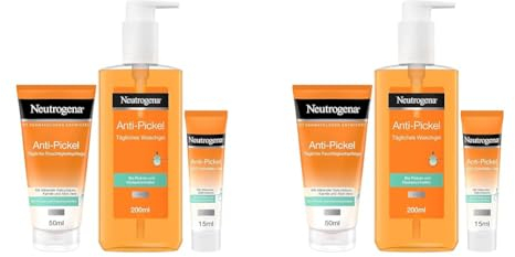 Neutrogena Anti-Pickel Skincare Set mit Tägliches Waschgel (200 ml), Tägliche Feuchtigkeitspflege (50 ml) & SOS Soforthilfe-Gel (15 ml), Gesichtspflege mit klärender Salicylsäure (Packung mit 2)