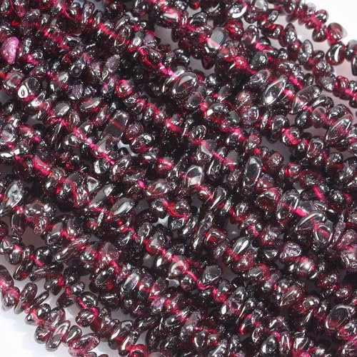 260pcs Natural Garnet Crystal Beads Chips 5mm to 8mm Irregular Gemstone Beads with Holes DIY for Bracelet Necklace Earrings Jewellery Making Craft 32 inch Labradorite