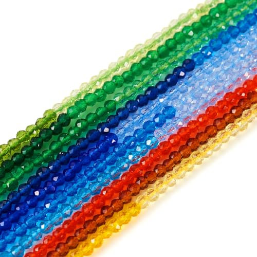 Bestewelry 10 hebras de cuentas redondas facetadas de cristal de 2 mm, cuentas de cristal pequeñas para manualidades, pulseras, collares, bisutería