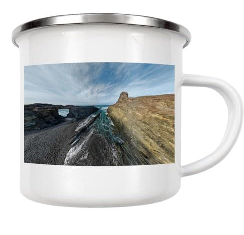 artboxONE Emaille Tasse Fuerteventura - Pena Horadada von Dienstleistungsdrohne.de - Emaille Becher Natur