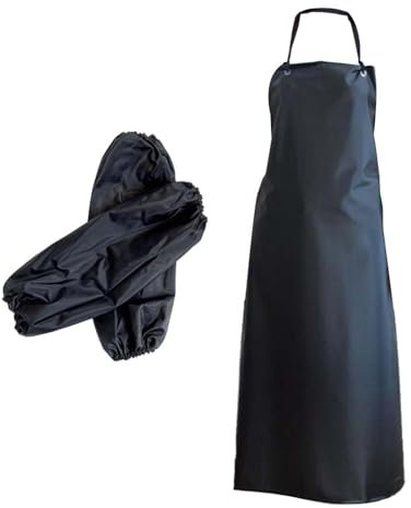 Waterproof Apron PVC Apron Convenient, Thick, Chemical Resistant,Utility Apron with Sleeve Cover for Lab Work Carpentry Work