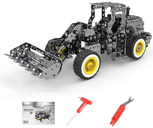 Artisanal Habitat Metallbaukasten, Handmontierter getriebegetriebener Lader, 642 Teile, Modell-Baufahrzeug aus Metall für Erwachsene(Lader)