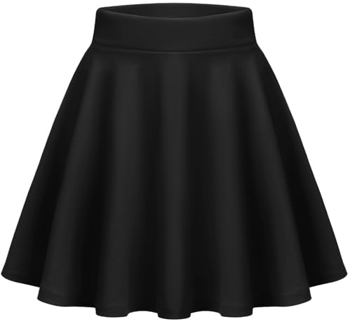 Zeagoo Women' Skirts Stretchy High Waist A-Line Skater Skirt Black