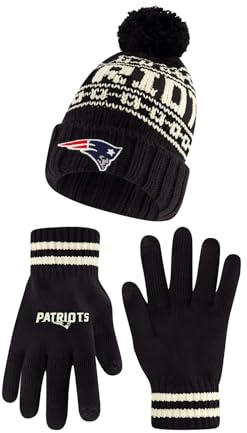 Ultra Game Adults NFL Official Super Soft Cable Knit Winter Beanie Knit Hat with Warm Touch Screen Gloves