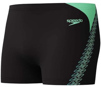 Speedo Hyperboom Splice Aquashort per Uomo, Black/Alfalfa Green, 38