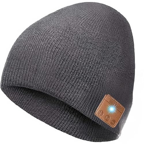 ULTRICS Bluetooth Beanie Hat for Men, Merino Wool Stretchy Soft Cuffed Wooly with Warm Lining Music Hat Gifts for Dad, Fisherman Beanie, Unisex Beanie Hat Headphones Knit Cap, Men
