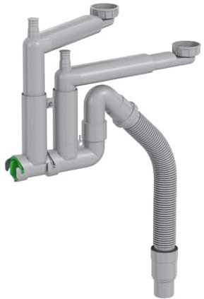 Smartloc Halb-Siphon 1½ für Spüle, Waschmaschine & Geschirrspüler, flexibles Rohr