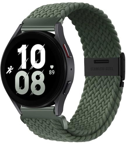 BDNJN Correa de 20 mm 22 mm para Samsung Galaxy Watch 6 5 4 Band 40/44 mm 5Pro Active 2 Gear S3 pulsera elástica trenzada para Huawei GT2/3 /4Pro/5 correas de reloj(AGreen-B,20mm)