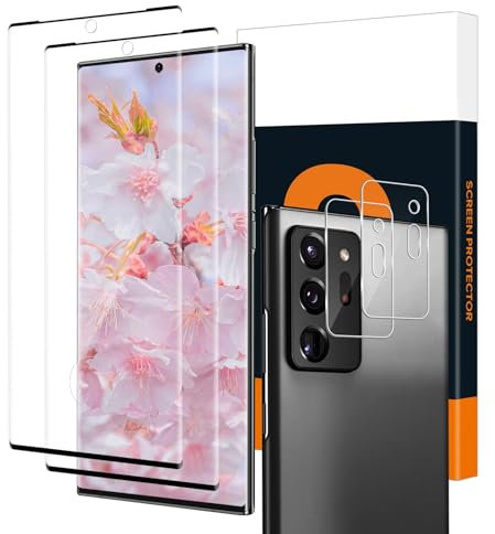 Carantee 2+2 pièces Verre Trempé pour Samsung Galaxy Note 20 Ultra, avec Caméra Arrière Protecteur, Haute Sensibilité vitre protection pour Note 20 Ultra, Incassable Haut Définition protection écran