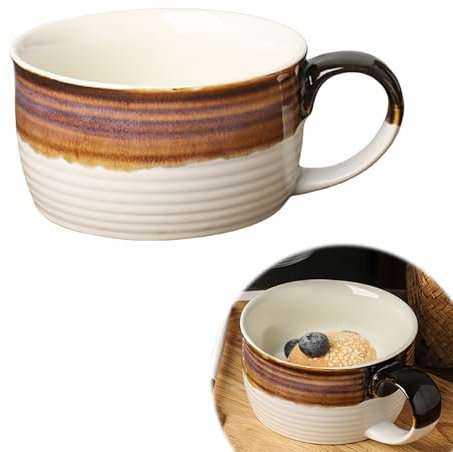 Grande tasse à café, 700 ml, grand bol à soupe avec poignée, bols à céréales avec anse - Tasse à café XXL - Grande tasse à thé en céramique (blanc 700 ml)