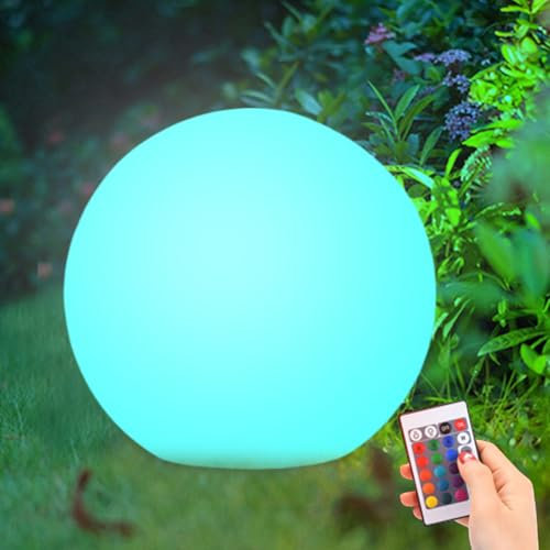 Solar Globe Lights Outdoor, 20cm Color Changing LED Solar Ball Light with Remote Control, Garden Waterproof Balls Lights for Outside Lawn Patio Decorations