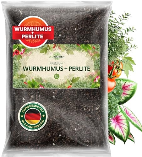 ORAGARDEN Wurmhumus mit Perlite für lockeren Boden 3L - Pflanzenerde für gesunde Pflanzen und Garten